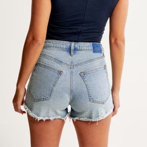 NEW Abercrombie & Fitch Curve Love High Rise Raw Hem Distressed Mom Short Sz 22